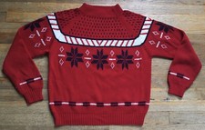 VTG 60s Pullover Fair Isle Sweater by JC Penney, Red White Navy, Men  s Med