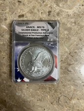 This is a first strike coin. Silver Eagle in prestige shape.