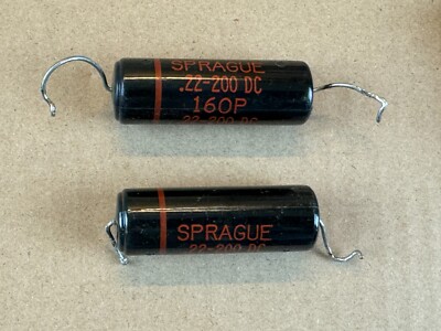 2 Vintage Sprague Black Beauty .22 uf 200v Capacitors 160P TEST
