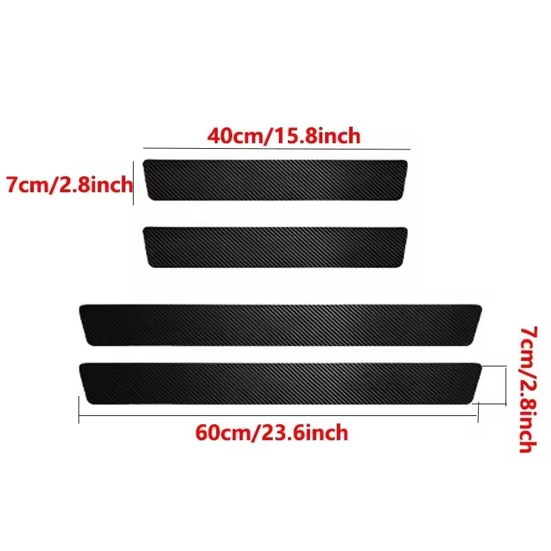 Carbon Fiber Vinyl Door Sill Protector Stickers - 1M Roll, Universal Fit For Cars