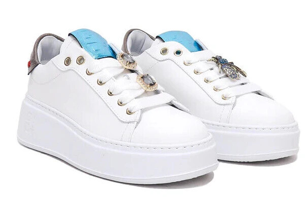 GIO + PIA282A SCARPE DONNA LACCI STRINGHE PELLE COMBI LAMINATO TURCHESE