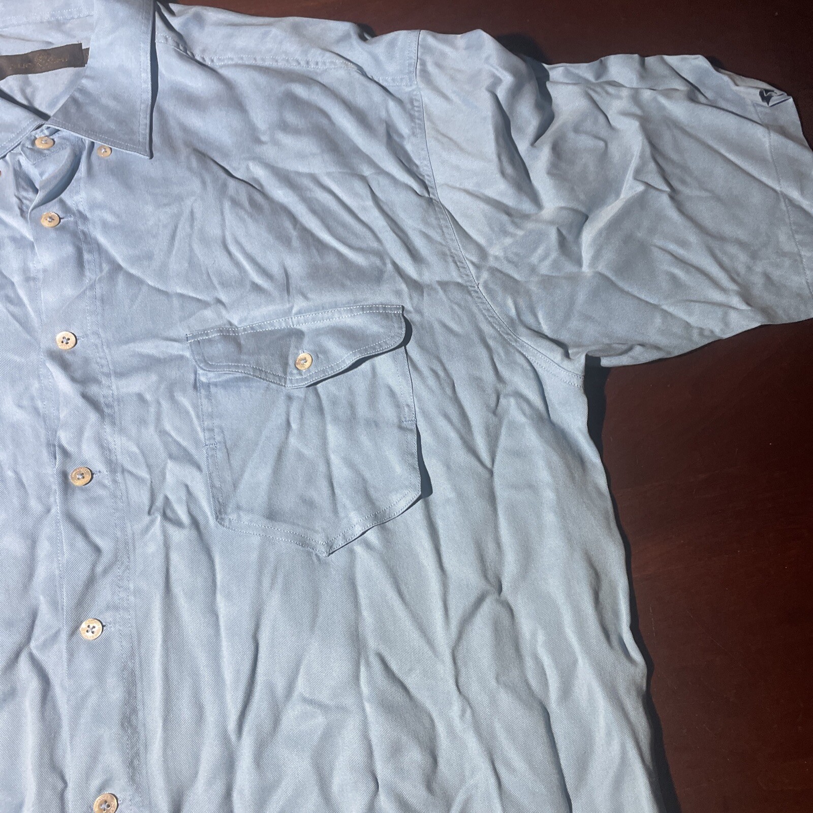 BUGATCHI UOMO Men Solid Blue Button-Down Shirt XX… - image 3