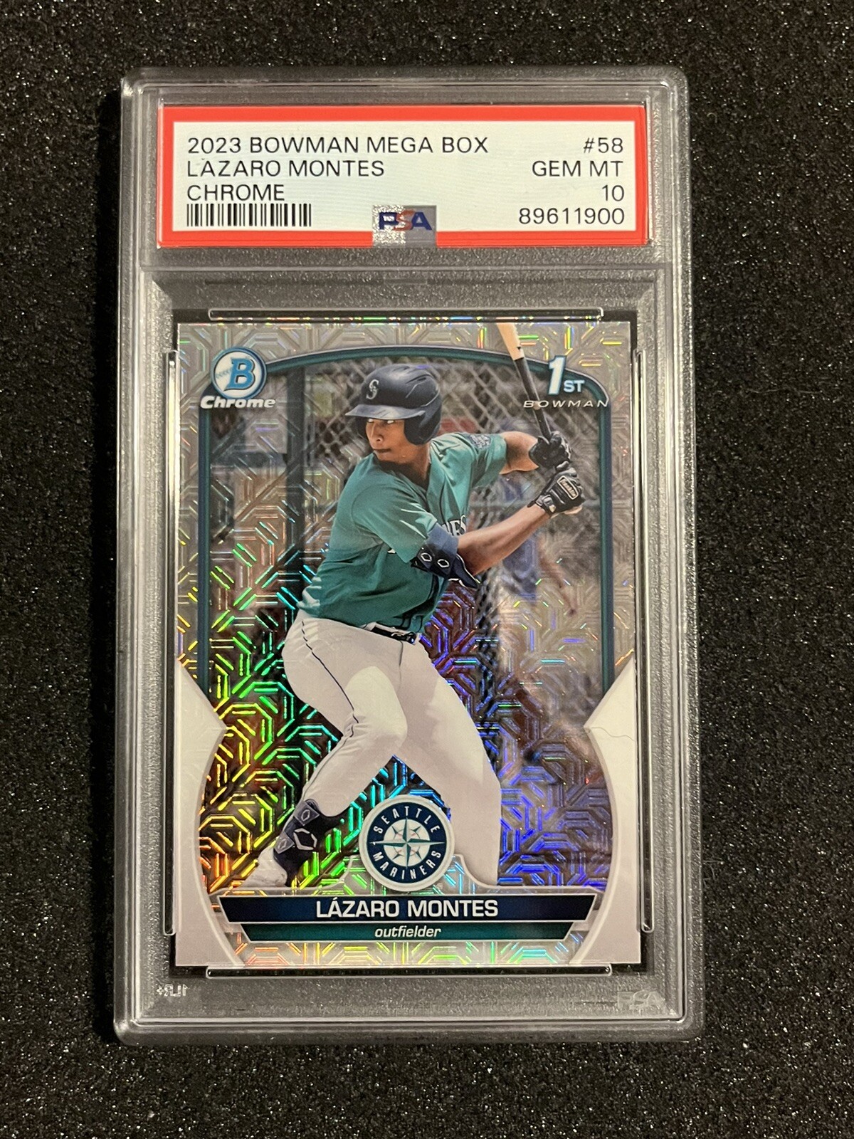 2023 Bowman Chrome 1st Lazaro Montes #BCP58 1st Mega Box Mojo Refractor PSA 10