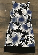 AB Studio Dress Womens Size 4 Blue Gray Sleeveless Knee Length Boat Neck