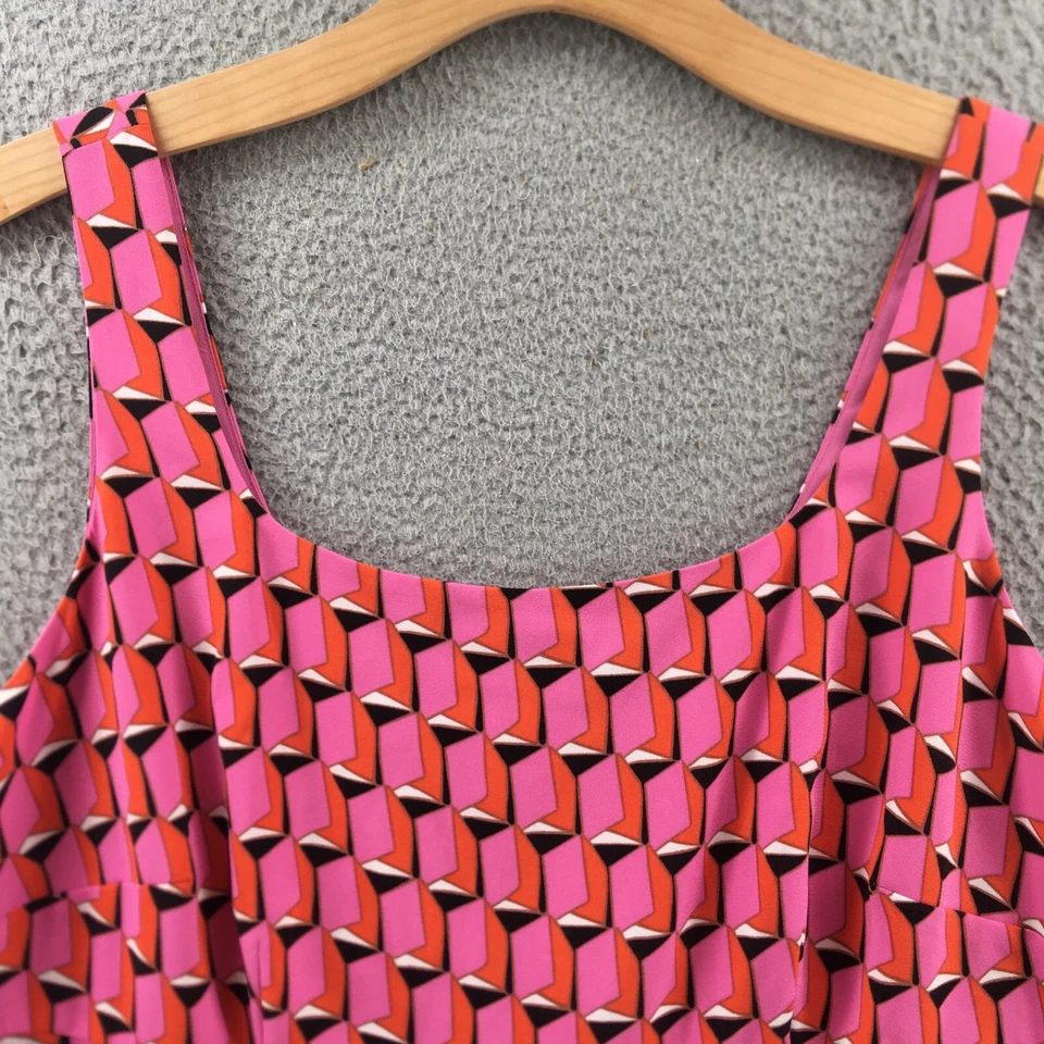 Diane Von Furstenberg Mini Dress Womens 18 Pink Multicolor Sleeveless Geometric - Image 3 of 4