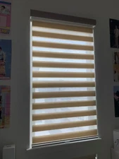 GoDear Design Cordless Light Filtering Zebra Roller Shade Blinds 35"W x 72"L Tan