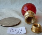 Lamp Finial 1" red glass ball 1 1/2"h  W/ REMOVABLE ADAPTER (RA) — photo 2