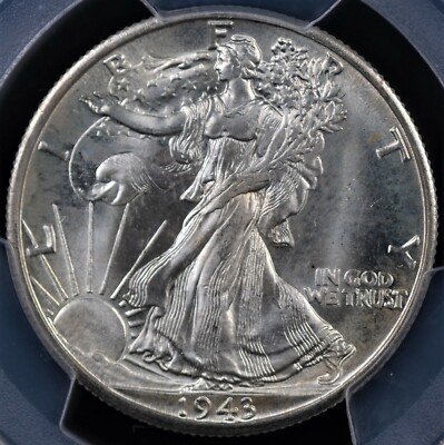 1943 D WALKING LIBERTY HALF PCGS MS 66 BEAUTIFUL SHIMMERING WHITE