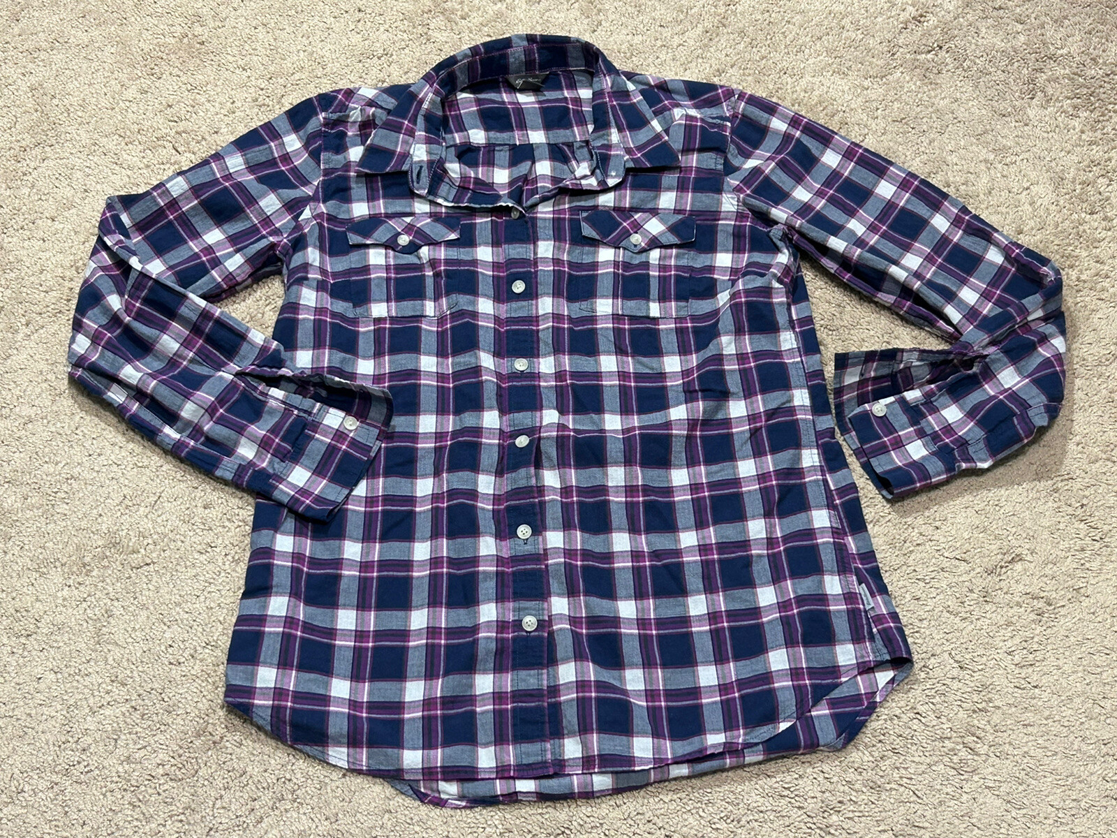 Eddie Bauer Womens Shirt Size Medium Multicolor Plaid Button Down Pockets