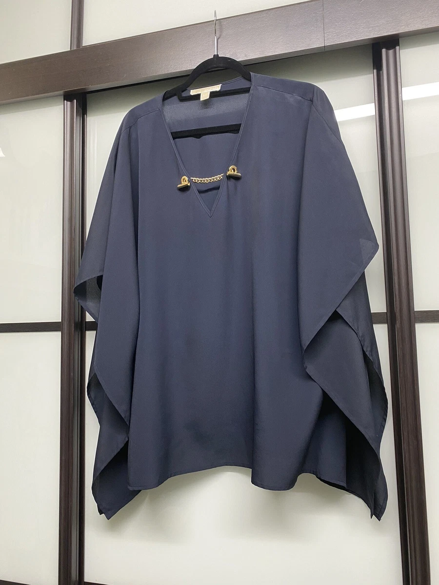 Michael Kors Poncho Style Chain Blouse Navy
