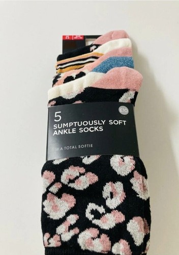 New Ladies Socks 5 Pack EX M&S Animal Print Stripes NEW Womens - Picture 4 of 10