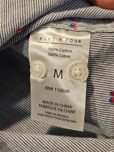 Five Four Mens Blue White Button Front Collar Short Sleeve Shirt Size M - Picture 6 of 8