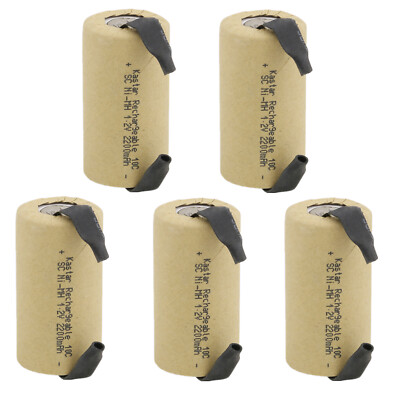 Kastar 5x SC Sub C 2200mAh 1.2V NiCd Rechargeable Battery W/Tab For Power Tools