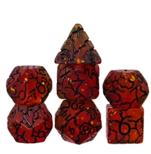 ⚡Amber Crackle Dice Set | 💀TPK | RPG DnD Dungeons Dragons AD&D Pathfinder d20 B