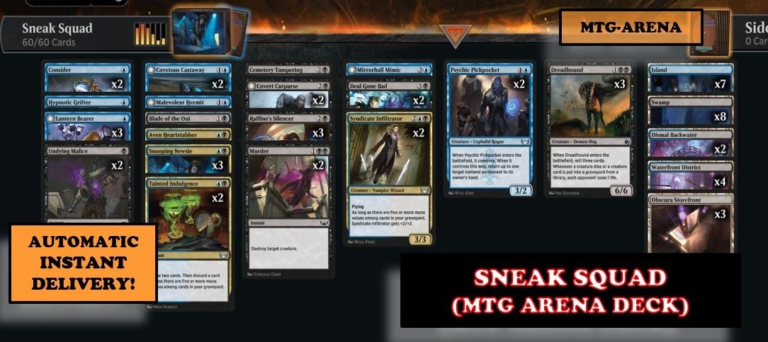 MAGIC MTGA MTG ARENA CODE CARD WELCOME BOOSTER SNEAK SQUAD DECK