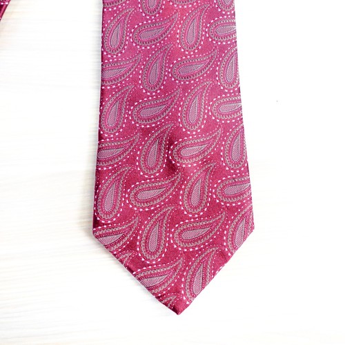 Jacquard Woven Tie Mens Red Wine Teardrop Paisley Silk Boho Necktie PAUL DIONE - Picture 2 of 8