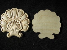 100 Pieces! Embossed Sea Scallop Design White Birch Applique - -3 3/8 " x 3 3/8"