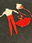 Vintage Skipper 1908 Skating Fun - Red Skirt, Hat, Leotard-  1964 Mattel Outfit
