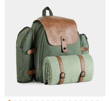VonShef 4-Person Picnic Bag With Blanket Khaki Green New