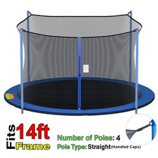 14ft 4 Pole Trampoline Safety Enclosure Net Round Replacement Bounce with Zipper
