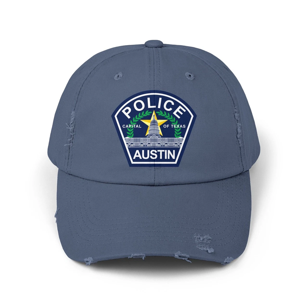 Austin Texas Police Patch Distressed Cap — Law Enforcement Small Emblem Baseball