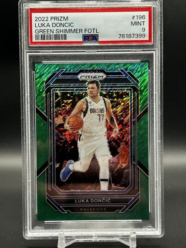 2022-23 Panini Prizm Luka Dončić Green Shimmer FOTL /5 #196 PSA 9