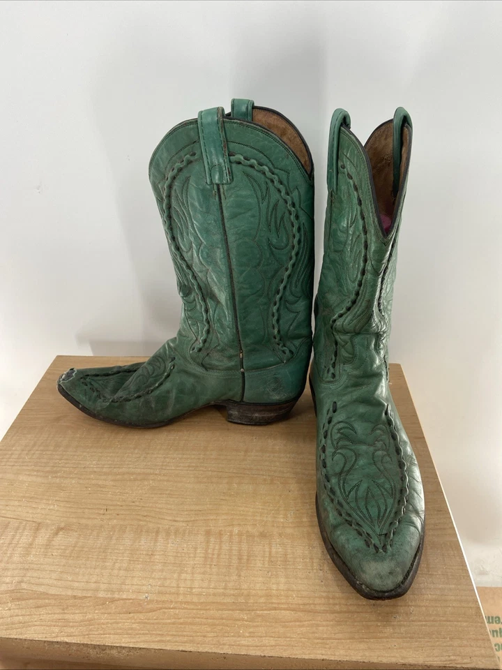 Botas de cuero trenzado Dan Post para hombre con hebilla bordadas lazo Riata 10,5 D Foto 4 de 4