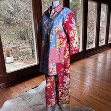 Vintage Floral Patchwork 2 Piece Set Top and Pants Size Medium Cottagecore 90's