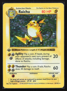 1st Edition Shadowless Raichu | eBay