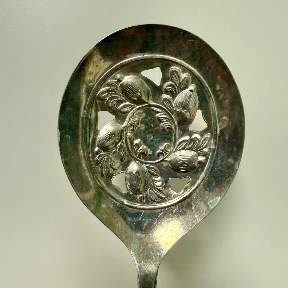 Cuchara para servir bayas detallada vintage Sheffield Silver Company Foto 2 de 3