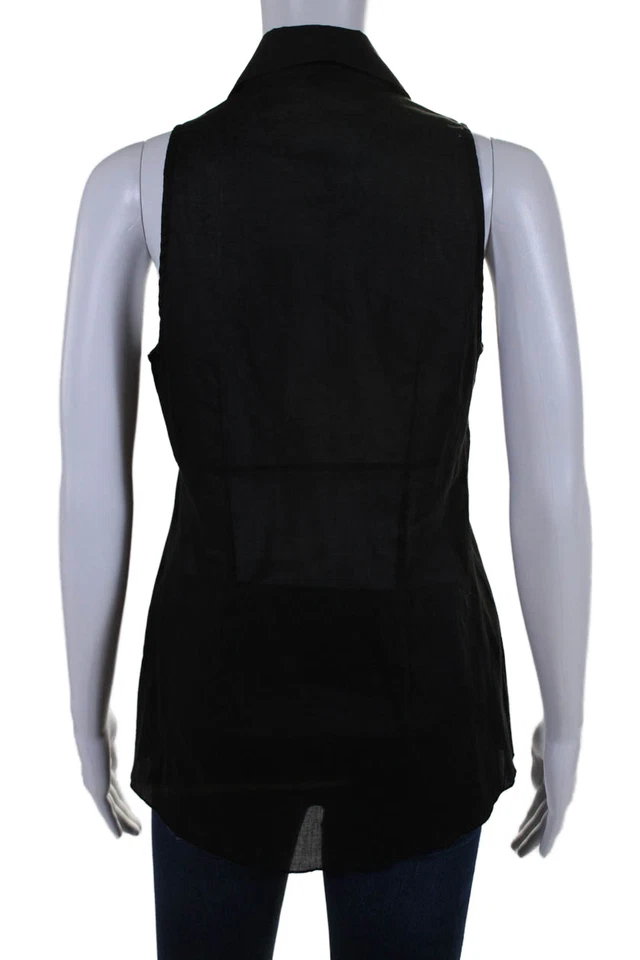 Camiseta sin mangas Walter Voulaz para mujer con botones sin mangas con volantes negra talla 42 EUR Foto 3 de 4