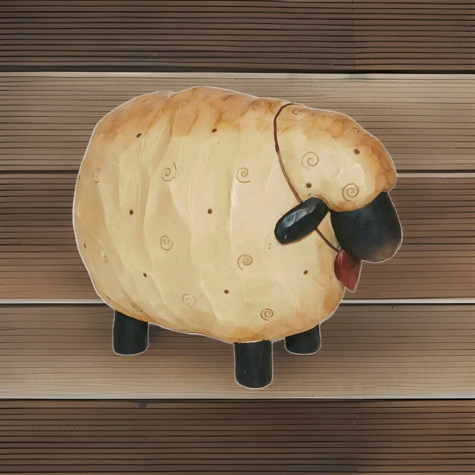 Vintage SUZI SKOGLUND  Farmhouse Sheep With Red Heart Collar Country, Cabin 5 in