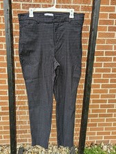 Nine West Women's Black Dress Pants, Ankle Length, With White Grid, Size 18