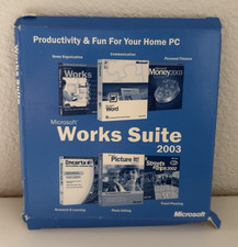 Microsoft Works Suite 2003 Retail Full Version Windows Complete CIB Discs good