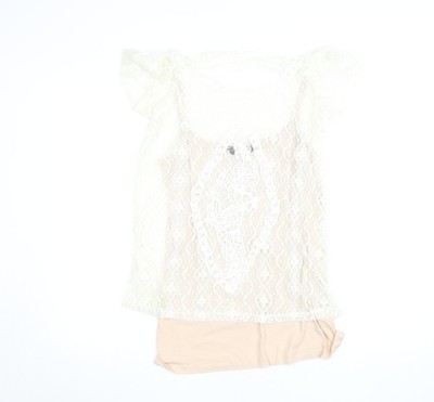 Dorothy Perkins Damen beige Spitze Overlay Bluse Größe 14