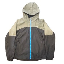 Columbia Boys Large Rain-Zilla Windbreaker Jacket Gray Black Fleece Lined