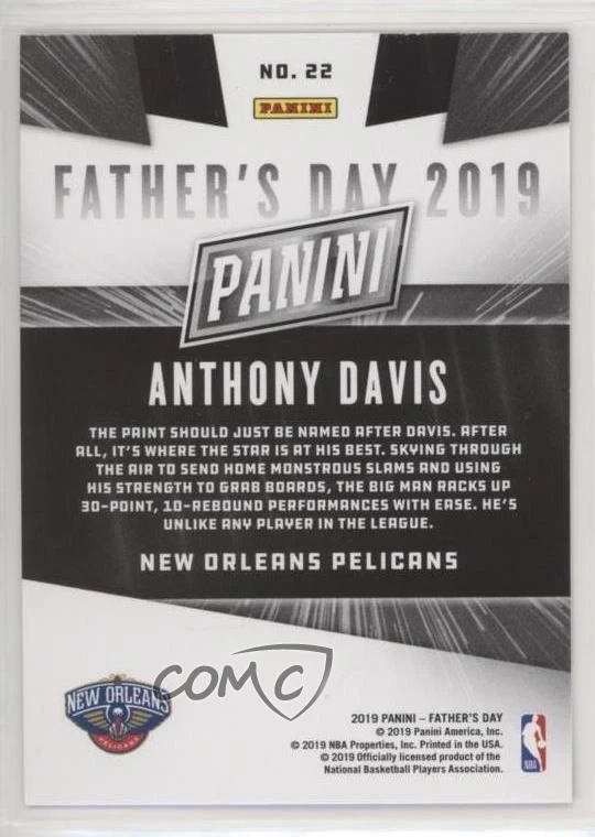 2019 Panini Father's Day Anthony Davis #22 - Image 2 of 2
