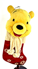 Disney Store Christmas Stocking Winnie The Pooh Plush Head Snowflakes Holiday