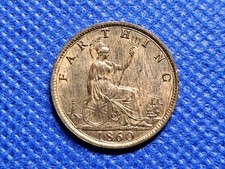 1860 Farthing Victoria British Bronze Coin
