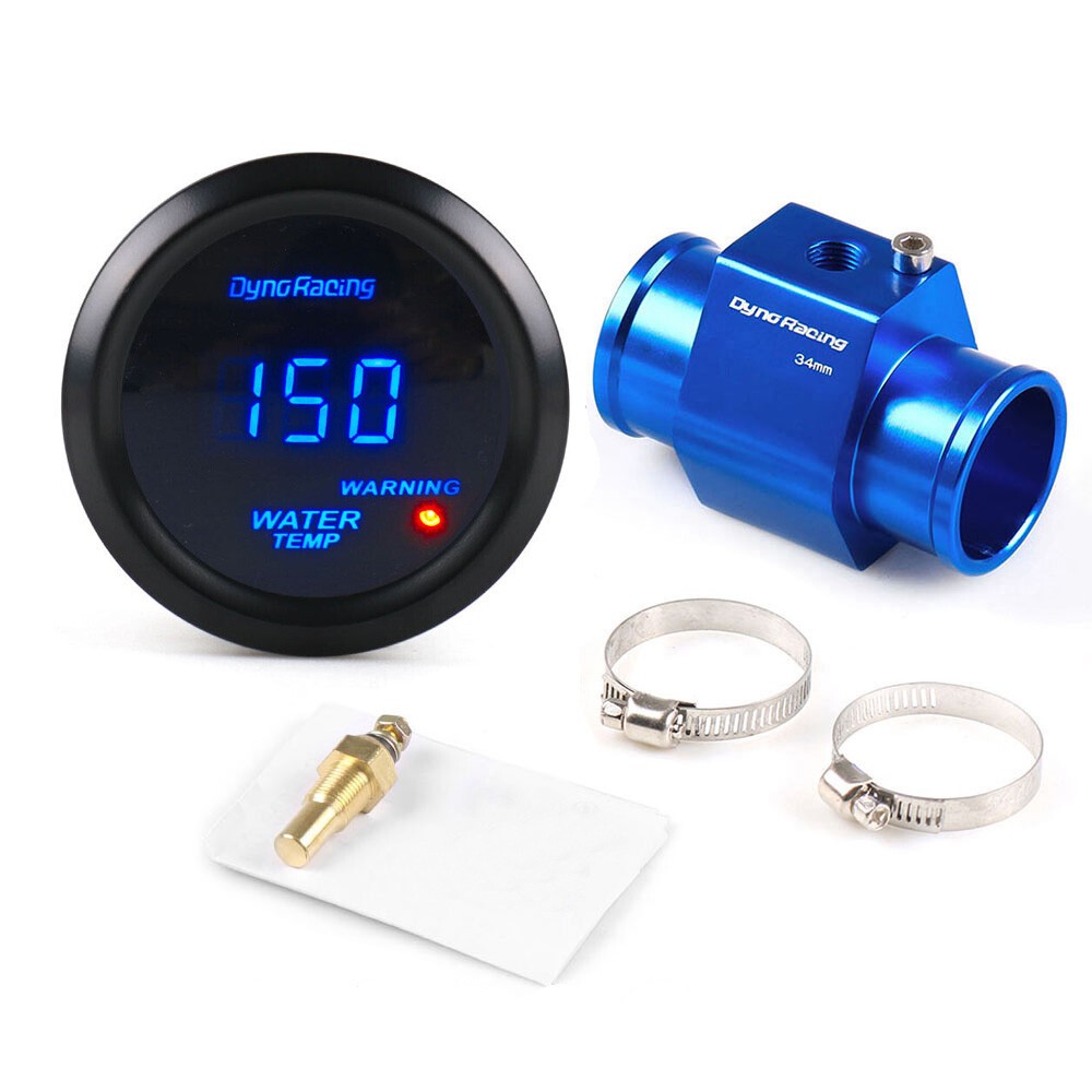 2 52mm Water Temp Gauge 40-120C Pointer Auto Water Temperature Gauge Car Meter 1/8 NPT Sensor With 38mm Joint Pipe Sensor Adapter