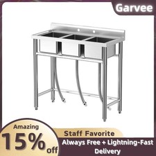Freestanding 3-Compartment NSF Sink Stainless Steel, Commercial Grade