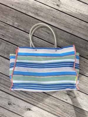 RARE Vintage Esprit LARGE  Beach Bag Tote 90s Clear Tube Handle Pool Vacation