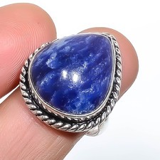 Sodalite Gemstone Band Ring Size 925 Sterling Silver