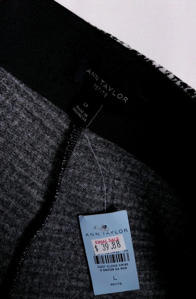 Pantalones al tobillo Ann Taylor grandes pequeños negros blancos pata de gallo sensación polar Foto 4 de 4