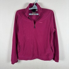 Reebok Womens Sz M Medium Long Sleeve Jacket Pink Pullover Fleece Excellent