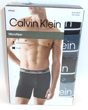 NEW MEN'S "CALVIN KLEIN MICROFIBER QUICK DRY BOXER BRIEFS 4 PACK UNDERWEAR" READ