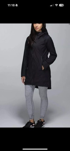 Lululemon Women Black Right As Rain Jacket Lightweight Full Zip Hooded Coat Sz 8 - Picture 6 of 6