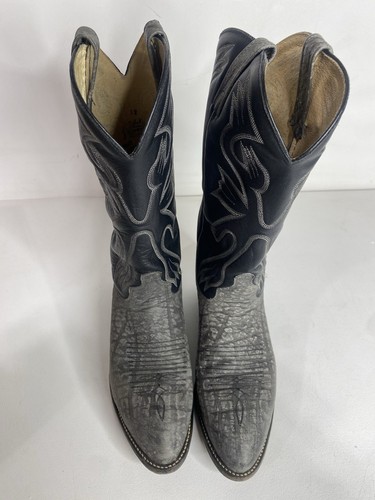 J. CHISHOLM Men's Drover Series Gray Leather COWBOY BOOTS Made in USA Size 9.5 D - Picture 9 of 14