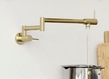 Wall Mount Pot Filler Faucet Folding Swing Arm - Z-Line Gemini Champagne Bronze