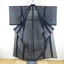 Summer kimono Summer Silk Floral Navy 62.2inch Women's